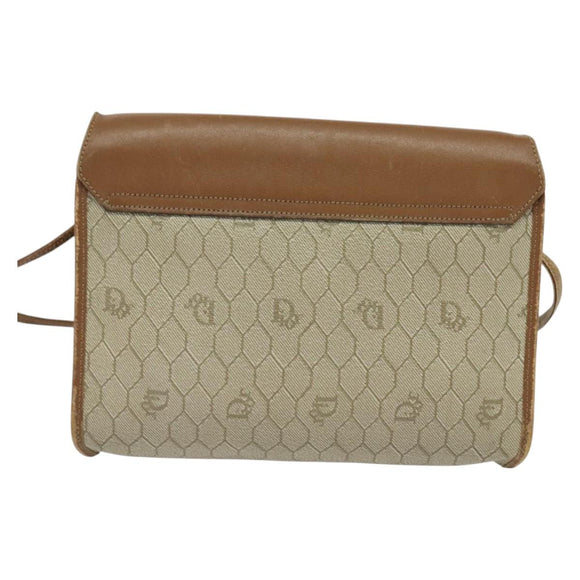 Christian Dior Honeycomb Canvas Umhängetasche PVC Beige Auth BA3448