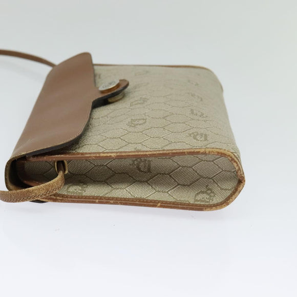 Christian Dior Honeycomb Canvas Umhängetasche PVC Beige Auth BA3448