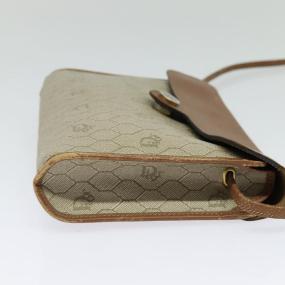 Christian Dior Honeycomb Canvas Shoulder Bag PVC Beige Auth BA3448