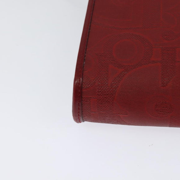 Christian Dior Trotter Canvas Shoulder Bag Red Gold Auth BA3450