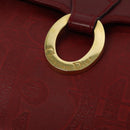 Christian Dior Trotter Canvas Shoulder Bag Red Gold Auth BA3450-17