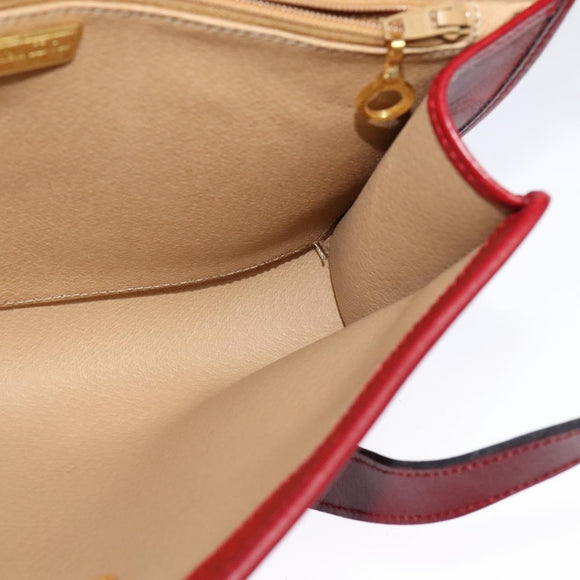 Christian Dior Trotter Canvas Shoulder Bag Red Gold Auth BA3450