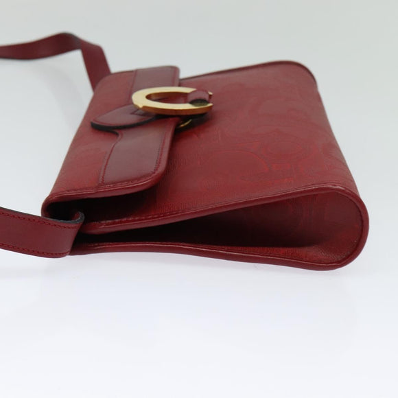 Christian Dior Trotter Canvas Shoulder Bag Red Gold Auth BA3450