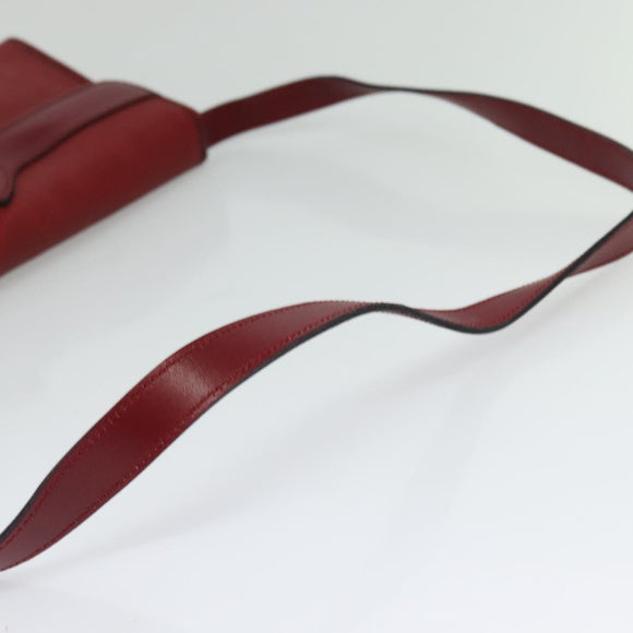 Christian Dior Trotter Canvas Shoulder Bag Red Gold Auth BA3450