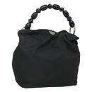 Christian Dior Maris Pearl Hand Bag Nylon Black Silver Auth BA3451-1