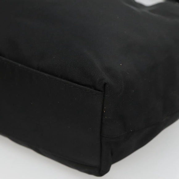 Christian Dior Maris Pearl Hand Bag Nylon Black Silver Auth BA3451