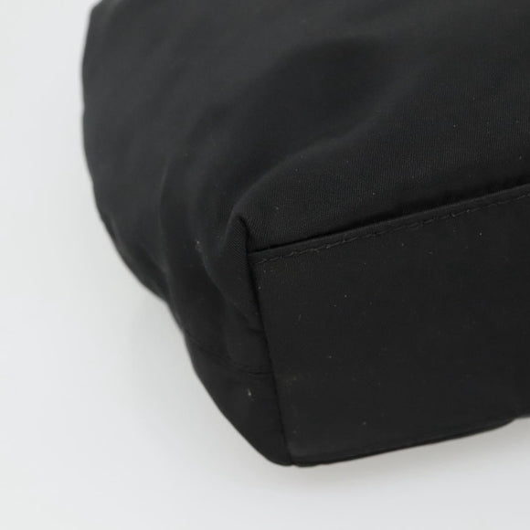 Christian Dior Maris Pearl Hand Bag Nylon Black Silver Auth BA3451