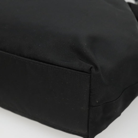 Christian Dior Maris Pearl Hand Bag Nylon Black Silver Auth BA3451