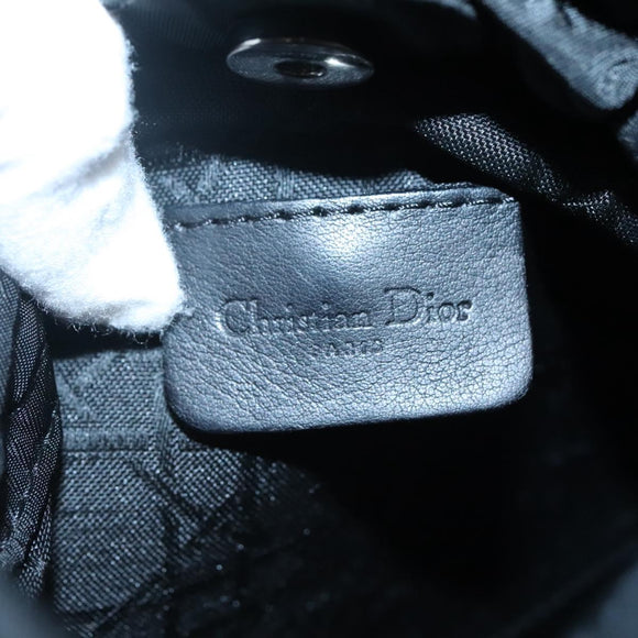 Christian Dior Maris Pearl Hand Bag Nylon Black Silver Auth BA3451