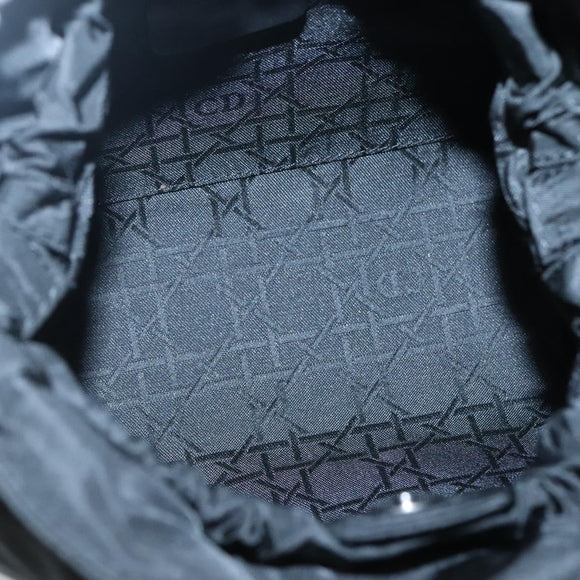 Christian Dior Maris Pearl Hand Bag Nylon Black Silver Auth BA3451