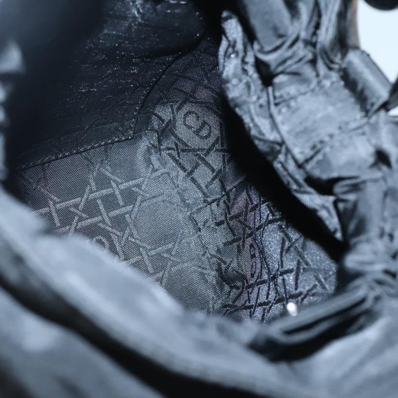 Christian Dior Maris Pearl Hand Bag Nylon Black Silver Auth BA3451