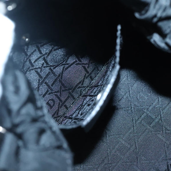 Christian Dior Maris Pearl Hand Bag Nylon Black Silver Auth BA3451