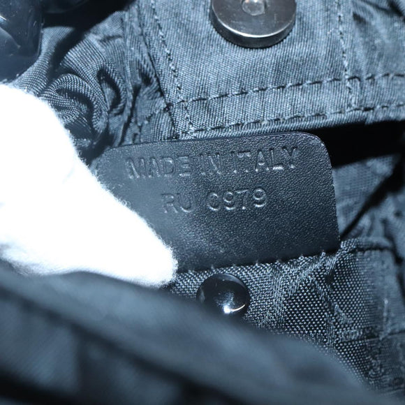 Christian Dior Maris Pearl Hand Bag Nylon Black Silver Auth BA3451