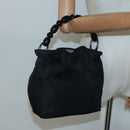Christian Dior Maris Pearl Hand Bag Nylon Black Silver Auth BA3451-21