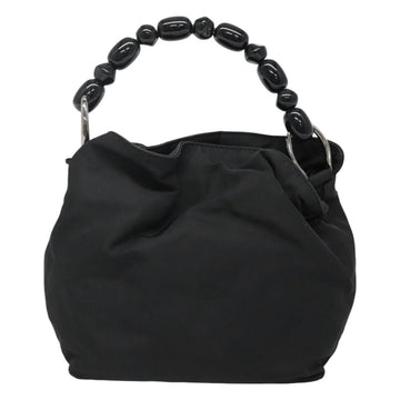 Christian Dior Maris Pearl Hand Bag Nylon Black Silver Auth BA3451 - 0