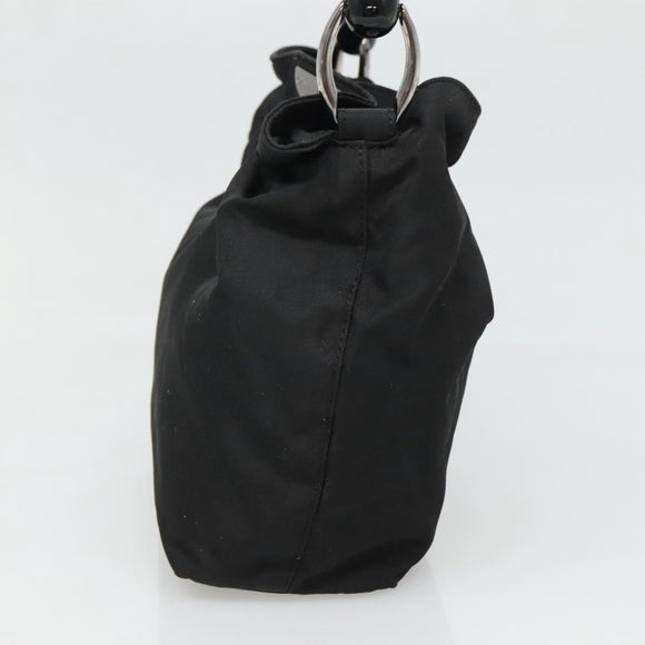 Christian Dior Maris Pearl Hand Bag Nylon Black Silver Auth BA3451