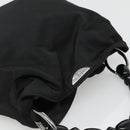 Christian Dior Maris Pearl Hand Bag Nylon Black Silver Auth BA3451-6