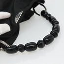 Christian Dior Maris Pearl Hand Bag Nylon Black Silver Auth BA3451-7