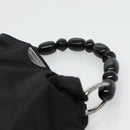 Christian Dior Maris Pearl Hand Bag Nylon Black Silver Auth BA3451-14