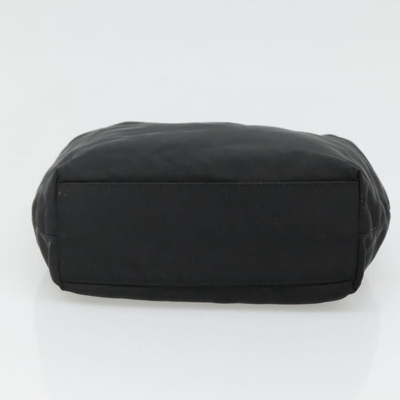 Christian Dior Maris Pearl Hand Bag Nylon Black Silver Auth BA3451