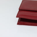 Christian Dior Chain Shoulder Bag Leather Red Gold Auth BA3452-10