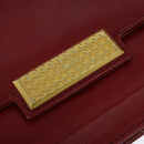Christian Dior Chain Shoulder Bag Leather Red Gold Auth BA3452-14