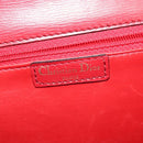 Christian Dior Chain Shoulder Bag Leather Red Gold Auth BA3452-16