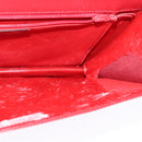 Christian Dior Chain Shoulder Bag Leather Red Gold Auth BA3452-18