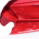 Christian Dior Chain Shoulder Bag Leather Red Gold Auth BA3452-19