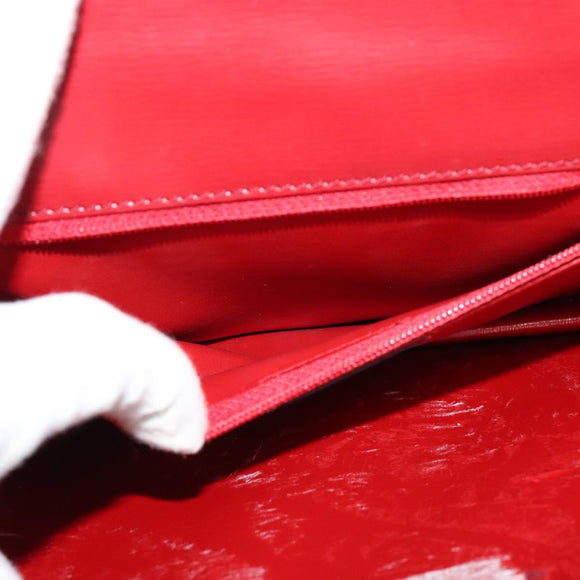 Christian Dior Chain Shoulder Bag Leather Red Gold Auth BA3452