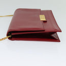 Christian Dior Chain Shoulder Bag Leather Red Gold Auth BA3452-4