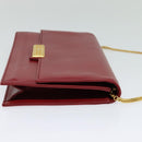Christian Dior Chain Shoulder Bag Leather Red Gold Auth BA3452-5