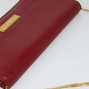 Christian Dior Chain Shoulder Bag Leather Red Gold Auth BA3452-6