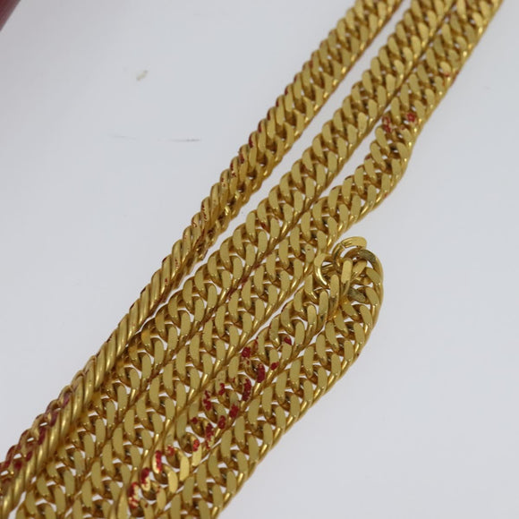 Christian Dior Chain Shoulder Bag Leather Red Gold Auth BA3452