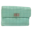 CHANEL Choco Bar Clutch Bag Lamb Skin Peppermint CC Auth BA3453-1