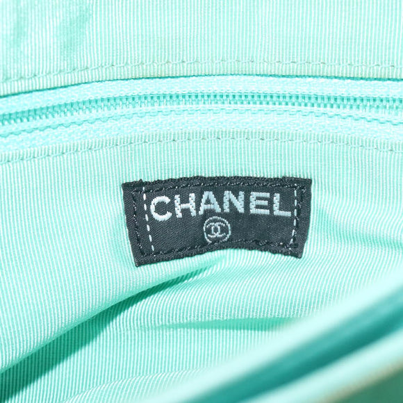 CHANEL Choco Bar Clutch Bag Lamb Skin Peppermint CC Auth BA3453