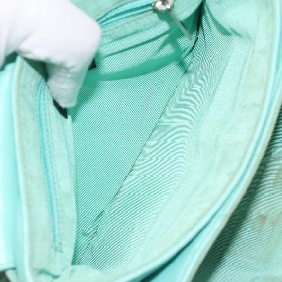 CHANEL Choco Bar Clutch Bag Lamb Skin Peppermint CC Auth BA3453