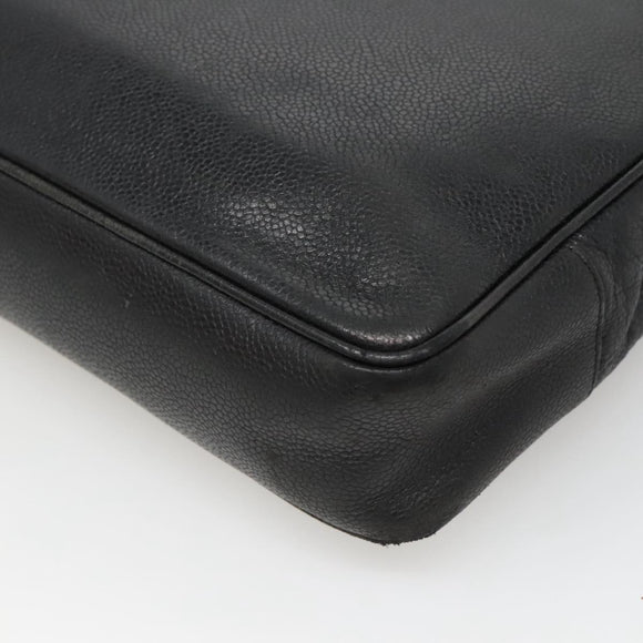 CHANEL COCO Mark Tote Bag Caviar Skin Black Gold CC Auth BA3454