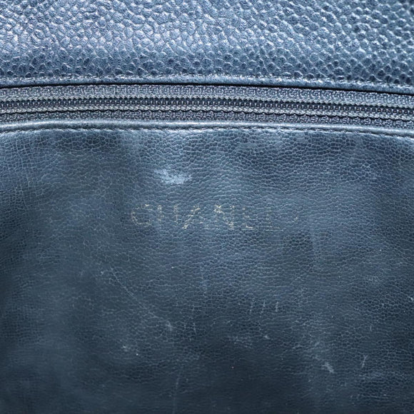 CHANEL COCO Mark Tote Bag Caviar Skin Black Gold CC Auth BA3454