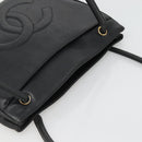 CHANEL COCO Mark Tote Bag Caviar Skin Black Gold CC Auth BA3454-6