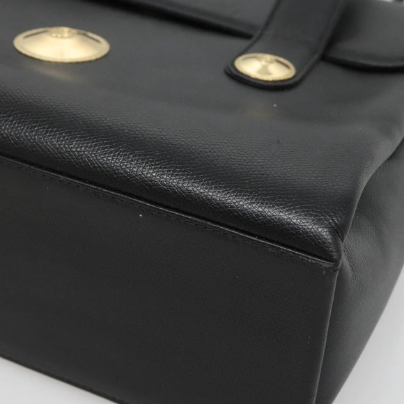 MCM Hand Bag Leather Black Gold Auth BA3459