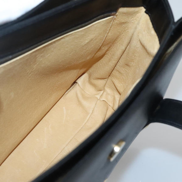 MCM Hand Bag Leather Black Gold Auth BA3459