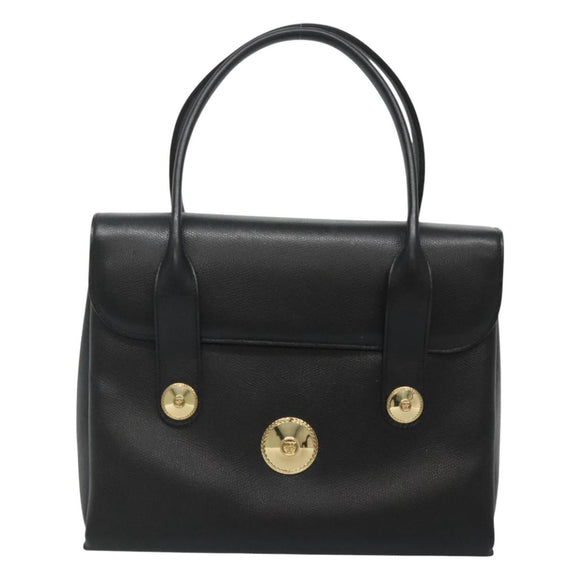 MCM Hand Bag Leather Black Gold Auth BA3459