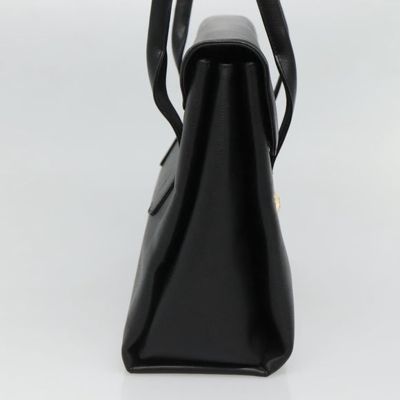 MCM Hand Bag Leather Black Gold Auth BA3459