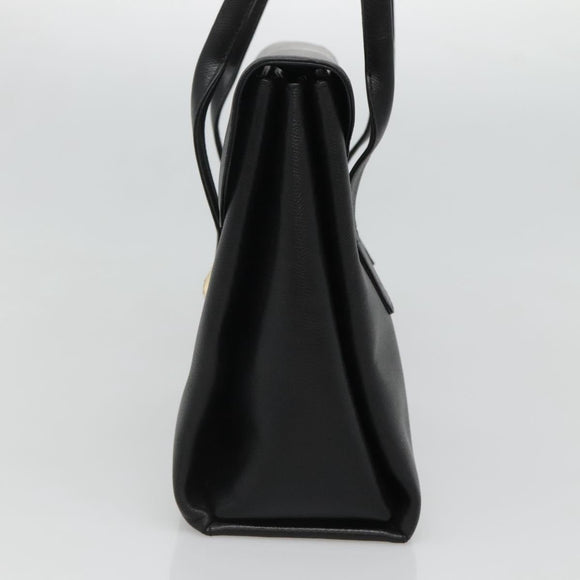 MCM Hand Bag Leather Black Gold Auth BA3459