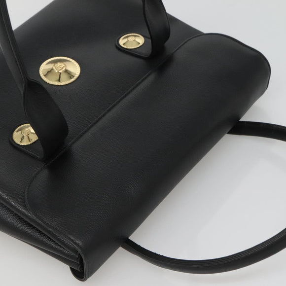 MCM Hand Bag Leather Black Gold Auth BA3459