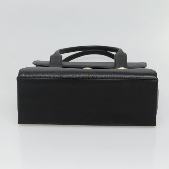 MCM Hand Bag Leather Black Gold Auth BA3459