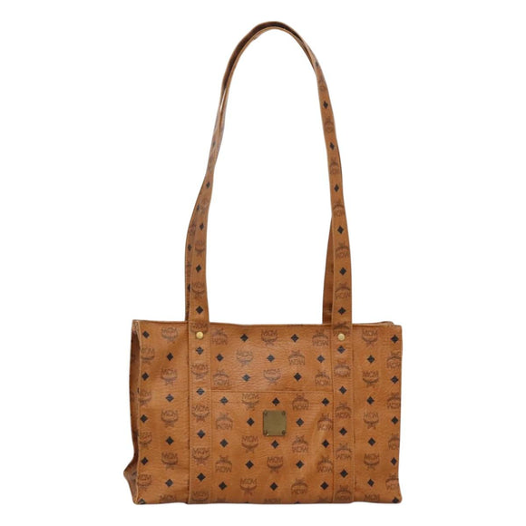 MCM Logogram Vicetos Tote Bag PVC Leather Brown Gold Auth BA3460