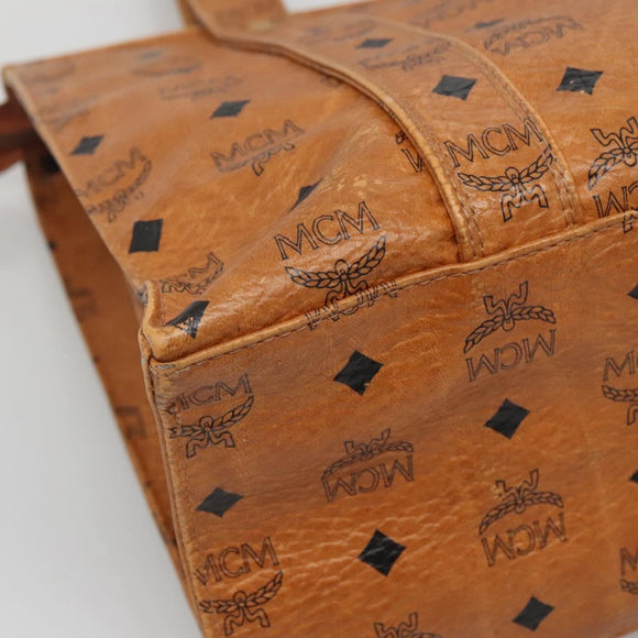 MCM Logogram Vicetos Tote Bag PVC Leather Brown Gold Auth BA3460