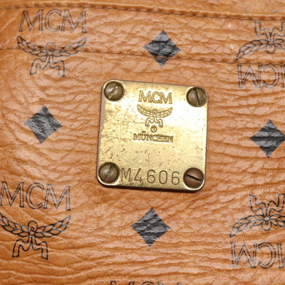 MCM Logogram Vicetos Tote Bag PVC Leather Brown Gold Auth BA3460